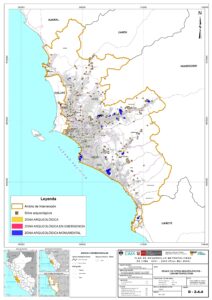 Mapa de zonas y/o sitios arqueológicos de Lima.