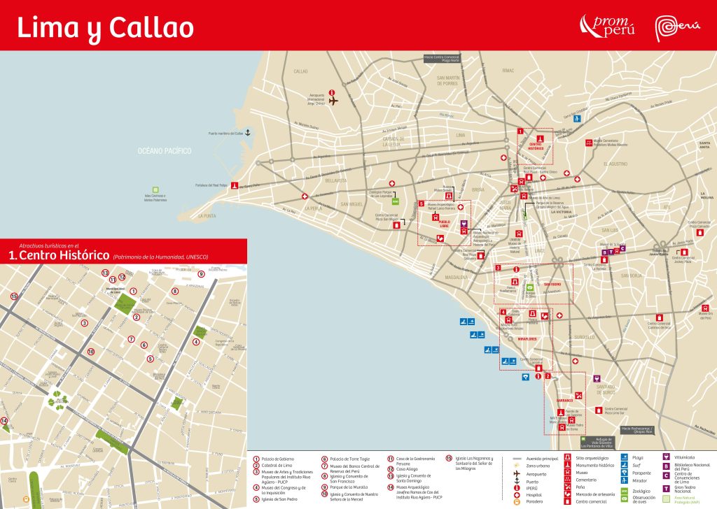 Plano tur&iacute;stico de la ciudad de Lima.