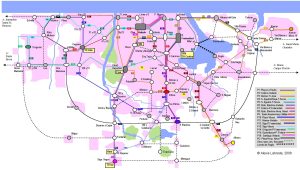 Plano de las principales rutas de autobús en La Habana