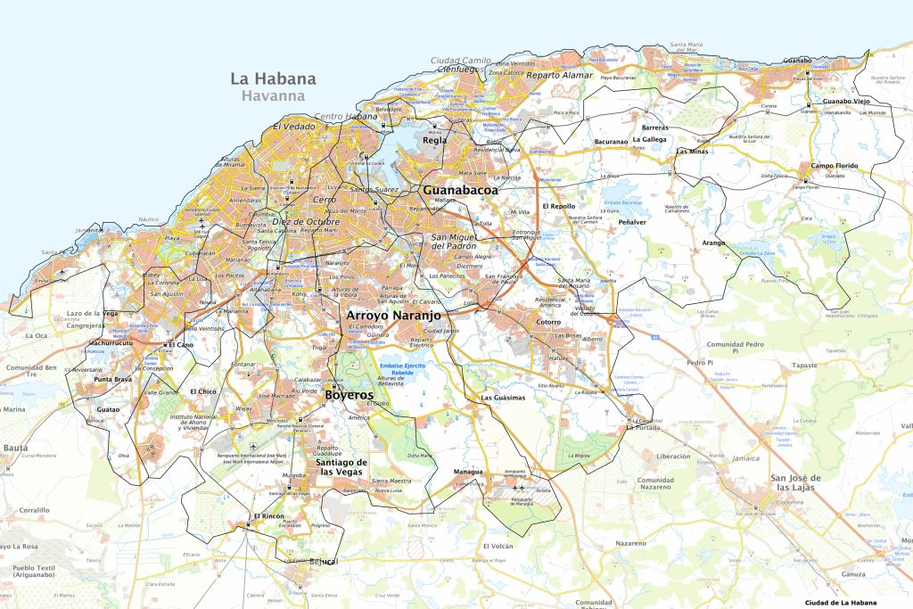 Mapa de carreteras de La Habana.