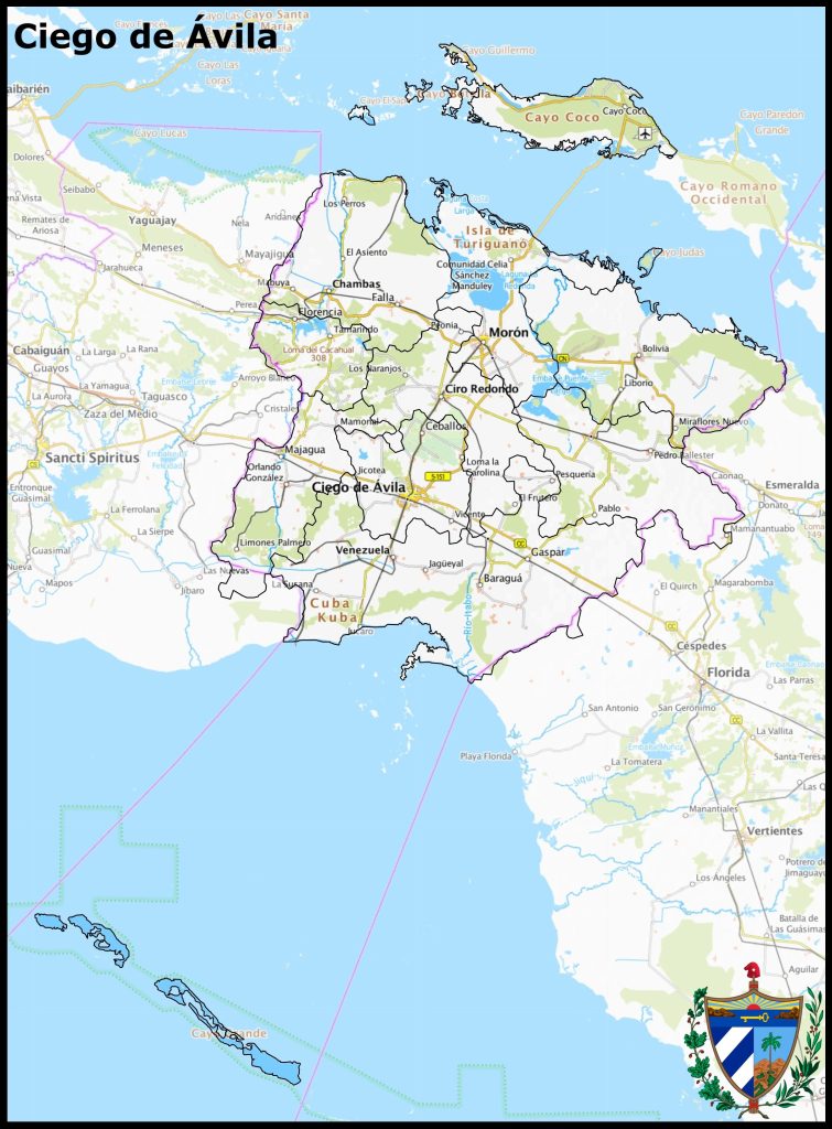 Mapa de la provincia de Ciego de Ávila.