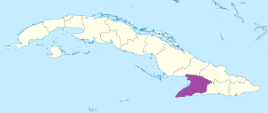 Mapa de ubicación de la provincia de Granma en Cuba.