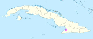 Mapa de ubicación de la ciudad de Manzanillo en Cuba.