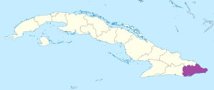 Mapa de ubicación de la provincia de Guantánamo en Cuba.