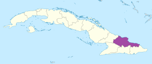 Mapa de ubicación de la provincia de Holguín en Cuba.