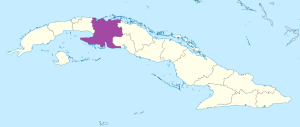 Mapa de ubicación de la provincia de Matanzas en Cuba.