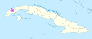 Mapa de ubicación del poblado de Viñales en Cuba.