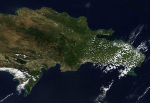 Imagen satelital de la República Dominicana.