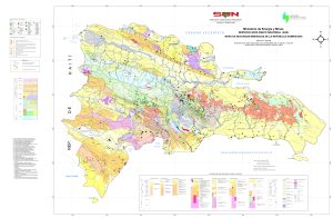 Mapa de recursos minerales de la República Dominicana.