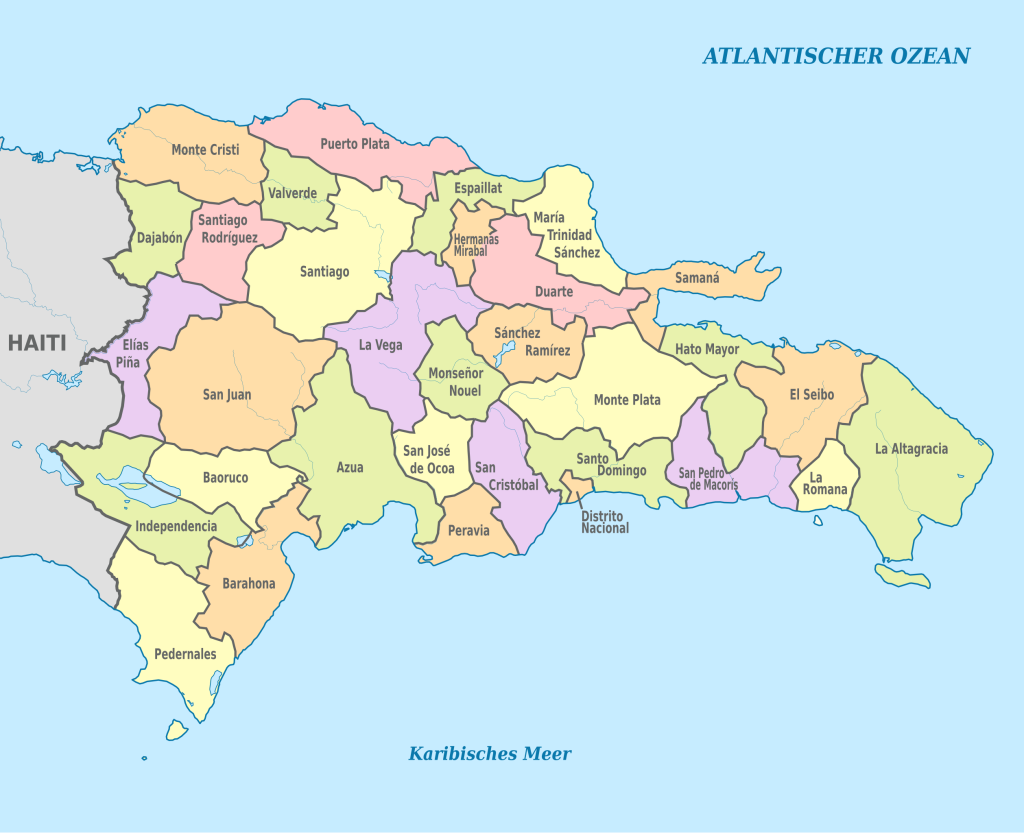 Mapa de las provincias de la República Dominicana.