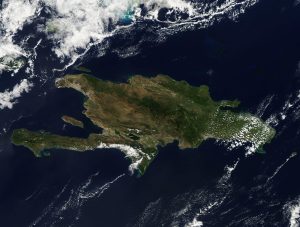 Imagen satelital de la isla de La Española.