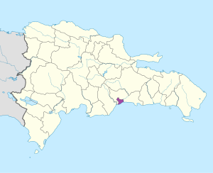 Mapa de ubicación de la ciudad de Santo Domingo en República Dominicana.