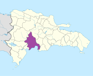 Mapa de ubicación de la provincia de Azua en República Dominicana.