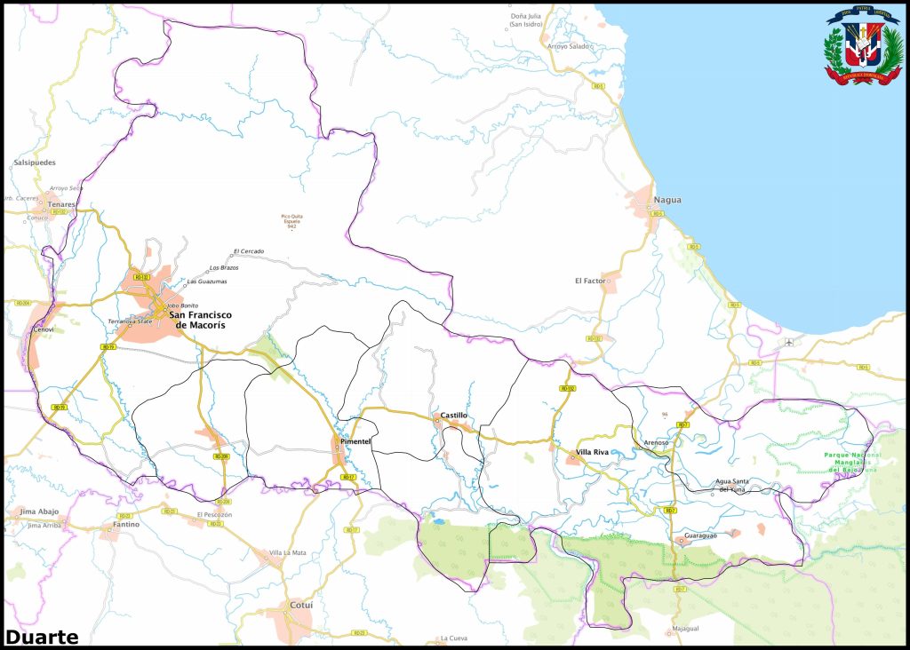 Mapa de la provincia de Duarte.