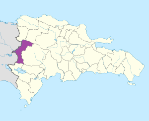 Mapa de ubicación de la provincia de Elías Piña en República Dominicana.