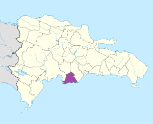 Mapa de ubicación de la provincia de Peravia en República Dominicana.