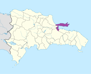 Mapa de ubicación de la provincia de Samaná  en República Dominicana.