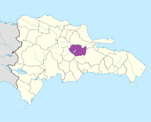 Mapa de ubicación de la provincia de Sánchez Ramírez en República Dominicana.
