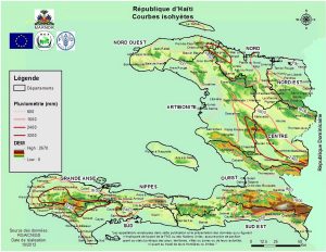 Mapa pluviométrico de Haití.