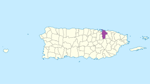 Mapa de ubicación de la ciudad de San Juan en Puerto Rico.