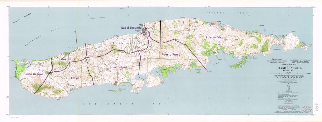 Mapa de la isla Vieques.