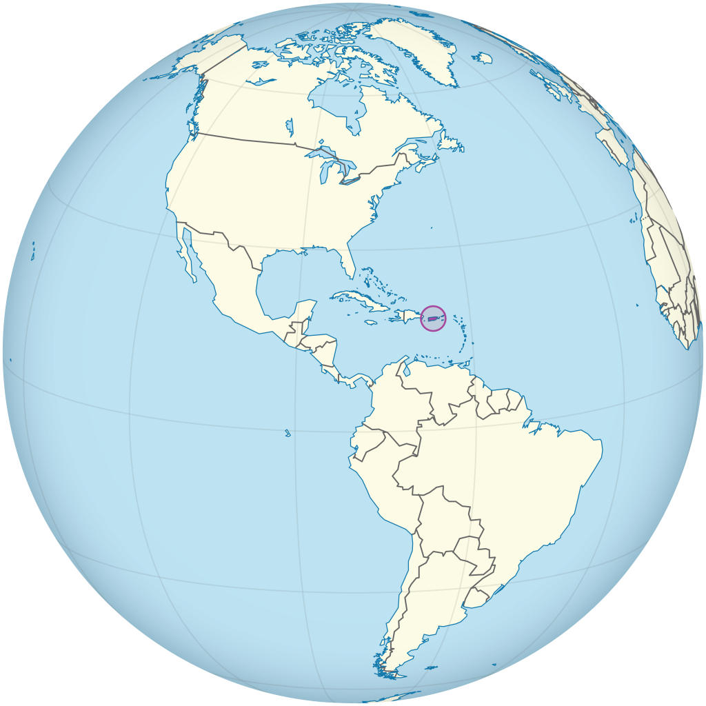 Mapa de ubicación de Puerto Rico.