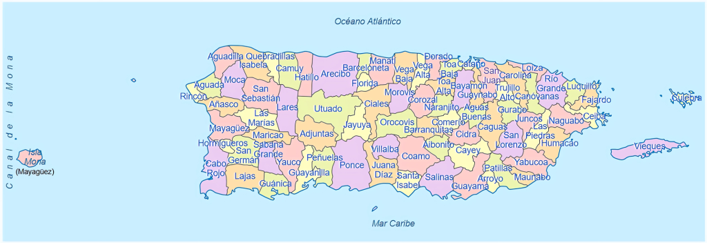 Mapa de los municipios de Puerto Rico.