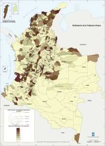 Distribución de la población urbana de Colombia.