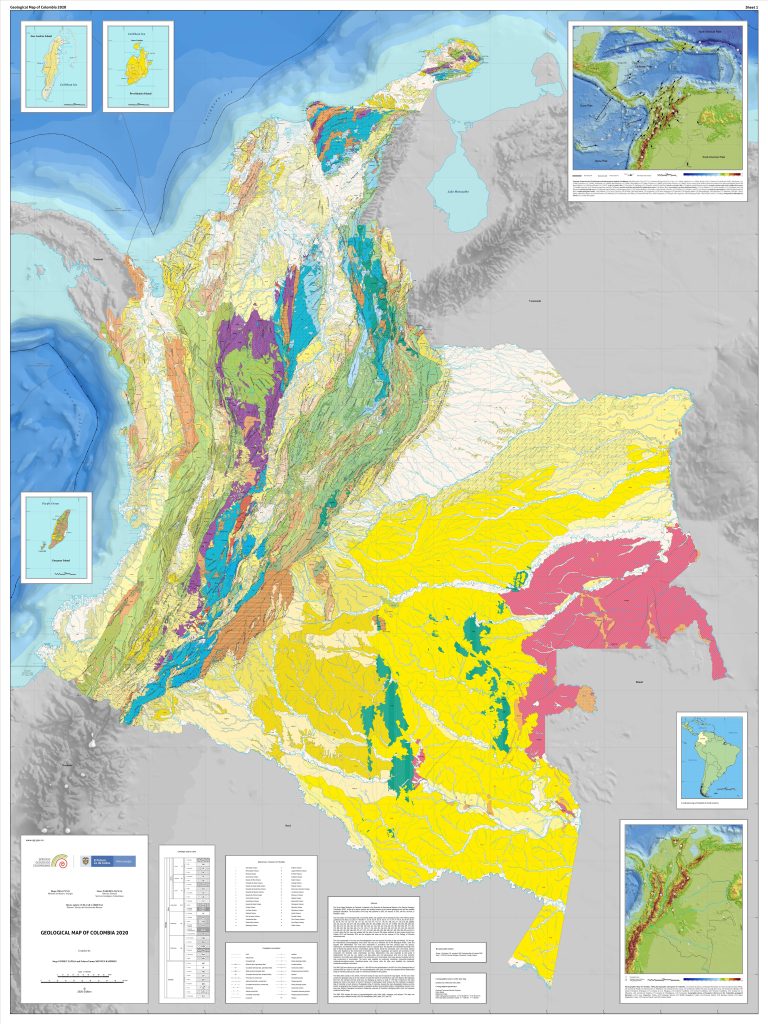 Mapa geológico de Colombia.