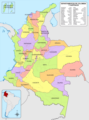 ¿Cuáles son los departamentos de Colombia?