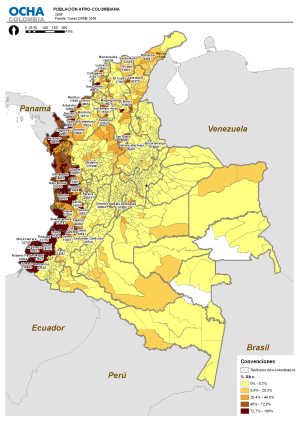 Mapa de la población afrocolombiana en Colombia