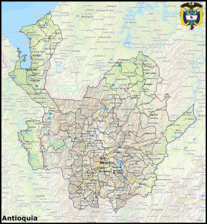 Mapa del departamento de Antioquia