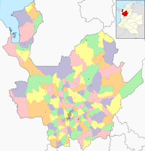 Mapa mudo coloreado del departamento de Antioquia.