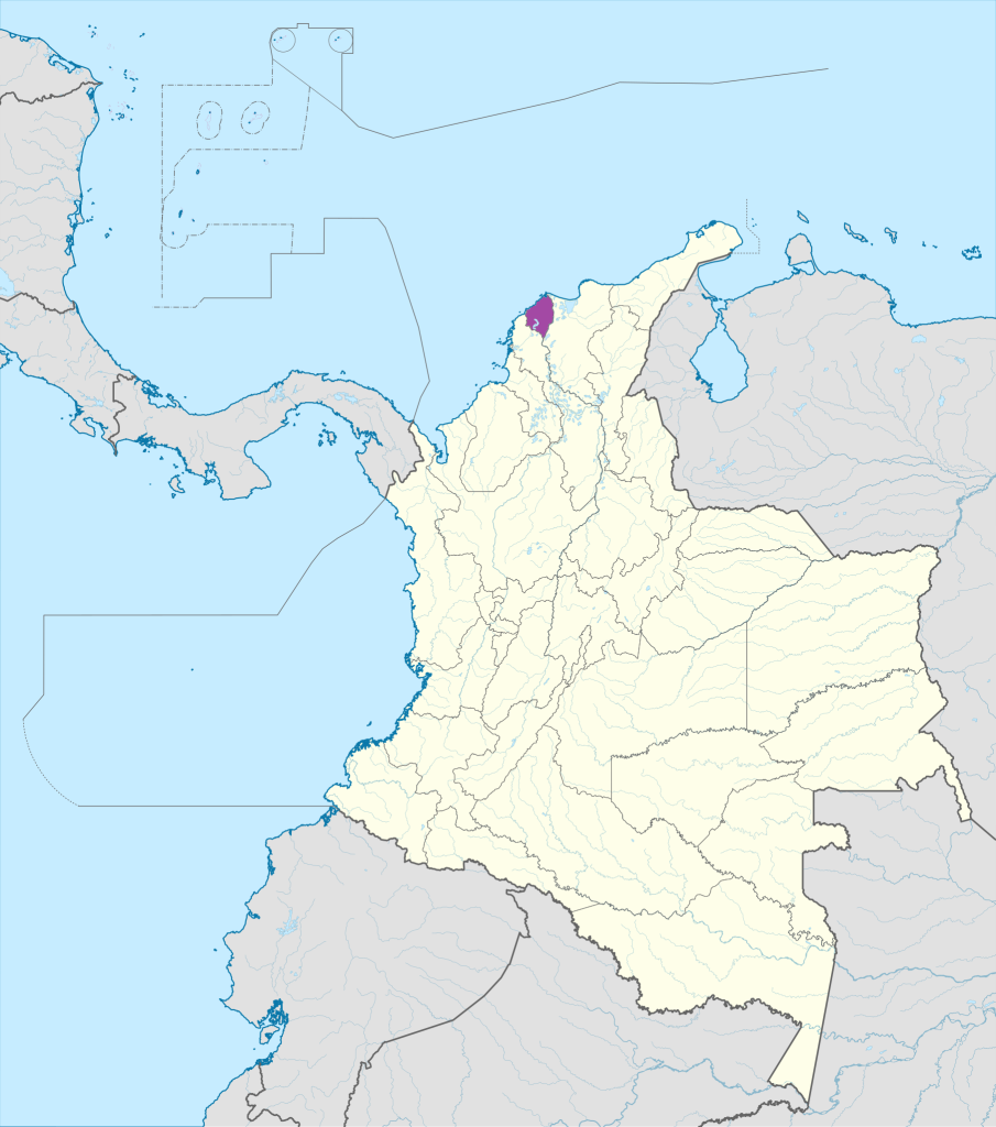 Mapa de ubicación del departamento del Atlántico en Colombia.