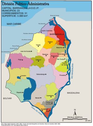 Mapa político del departamento del Atlántico (Colombia)