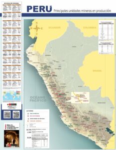 Mapa de las principales unidades mineras en producción en abril 2022.