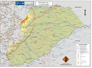 Mapa de carreteras del departamento de Casanare