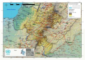 Mapa topográfico del departamento del Cauca.