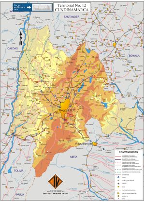 Mapa de carreteras del departamento de Cundinamarca