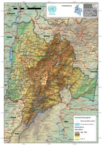 Mapa topográfico del departamento de Cundinamarca.