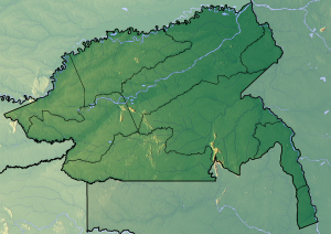 Mapa físico en blanco del departamento de Guainía.