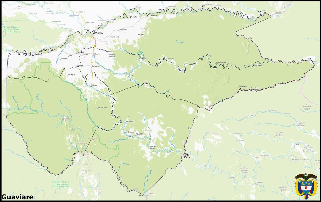 Mapa del departamento del Guaviare.