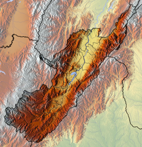 Mapa físico en blanco del departamento del Huila.