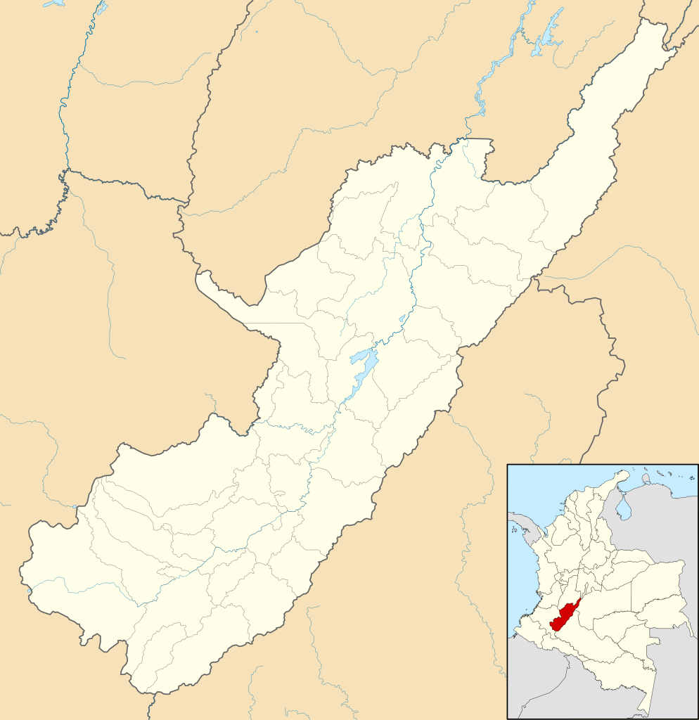 Mapa mudo del departamento del Huila.