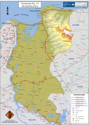 Mapa de carreteras del departamento del Magdalena