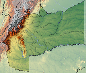 Mapa físico en blanco del departamento del Meta.