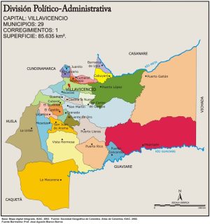 Mapa político del departamento del Meta