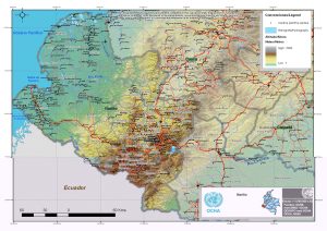 Mapa topográfico del departamento de Nariño.