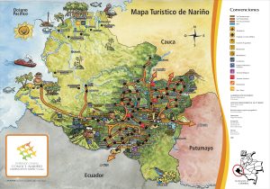 Mapa turístico pictórico del departamento de Nariño