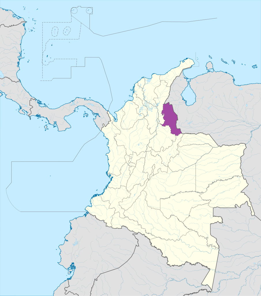 Mapa de ubicación del departamento de Norte de Santander en Colombia.